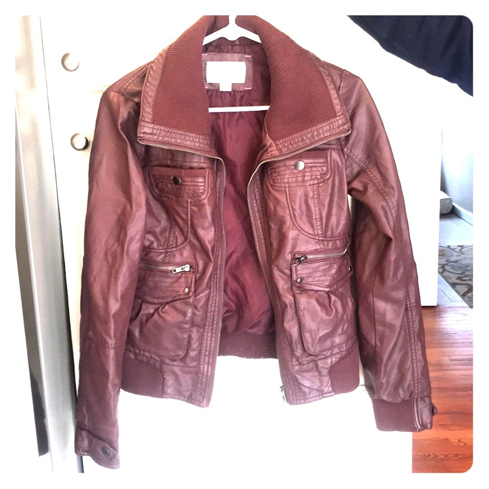 Burgundy leather jacket